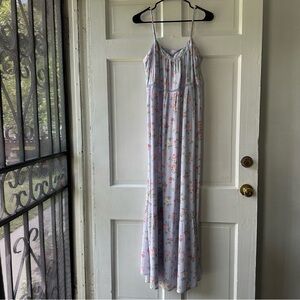 Pink Rose Lavender Spaghetti Stap Maxi Dress